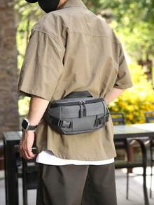 商务休闲运动百搭学院风简约帅气商务旅行日常通勤户外运动登山摩托车骑行自行车钓鱼约会派对健身PU膜男士胸包腰包单肩包斜挎包手提包学生包多功能工具包 - A - 查看 6