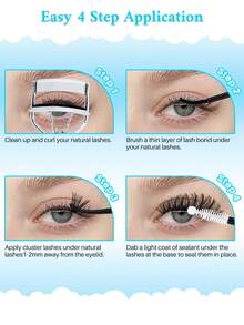 2208PCS Lash Clusters D Curl 15 Styles Mixed 10-16mm/14-20mm Mega Volume Cat&Doll Lashes Wispy Lashes Individual Eyelashes Kit With BOND&SEAL Lash Remover Tweezers And Brush, Perfect For Beginners & Proficient, DlY At Home Easily, Easy Apply For Makeup Daily - màu đen - Xem 10