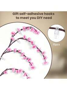 1pc 72 LEDS Cherry Blossom Tree Branch Lights For Wall,Cherry Blossom Lights With Remote,Timer,8 Lighting Modes,Flexible Willow Vine Twig Fairy Light,Floral Wall Decor For Bedroom Home,Spring Decor US - 粉色 - 查看 11