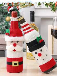 1PC Christmas Wine Bottle Set, Festive Champagne And Red Wine Creative Drinkingware, Hotel Tableware, Restaurant, Holiday Decoration Items Home Decor Christmas Decorations Room Decor