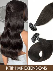 50pcs/Set Pre-Bonded K-Type Hair Extensions, Real Human Hair, Straight, 30g/Pc, U-Tip Extensions Suitable For All, Keratin Fusion High Quality Real Human Hair Machine Weft, Remy Nail U Tip Hair Extensions, Ombre Effect, No Glue Needed, Ready To Wear, Suitable For Holidays, Parties, School, Brides, Gifts - Multicolor - View 31