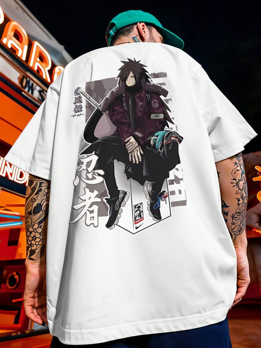 Oversized T-Shirt Streetwear Academia Naru Madara Uchiha Sharingan Pain Anime REF 7285 VEST NERD - 白色 - 查看 1