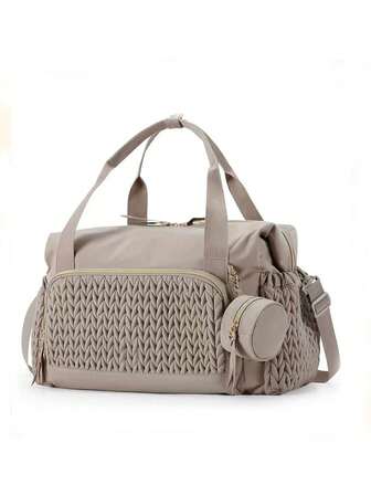 1pc Baby Diaper Bag, Large Capacity Handbag, Travel Diaper Bag, Delivery Hospital Bag With Pacifier Pouch, Diaper Tote Bag With Pacifier Box, Travel Mommy Handbag