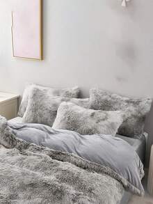 3件套灰色扎染貂绒床上用品套装，柔软舒适，适合卧室和客房 - 灰色 - 查看 6