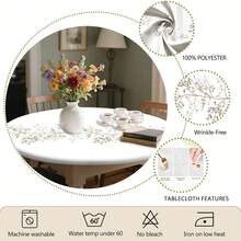 1/36 buc. Față de masă rotundă, stil boem nordic modern, cu crengi de copac și frunze, imprimare digitală, 48 in/54 in, elastică, protectoare, rezistentă la zgârieturi, potrivită pentru viața de zi cu zi, mese de interior/exterior, balcon, camping, cadou ideal - Față de masă elastică - Vizualizare 8