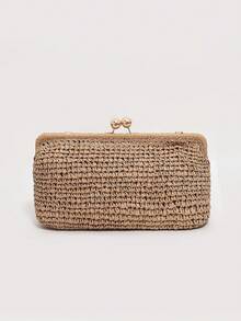 Dedoo 2025 New Handwoven Raffia Shoulder Bag With Extended Strap, Women's One Shoulder Diagonal Envelope Bag - Khaki - View 5