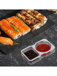 5 piezas/20 piezas/30 piezas/40 piezas/50 piezas Recipientes desechables para condimentos con tapas, recipientes de plástico de doble capa para lonchera, condimentos de viaje, aperitivos, salsa para mojar, regalos de Navidad y Halloween