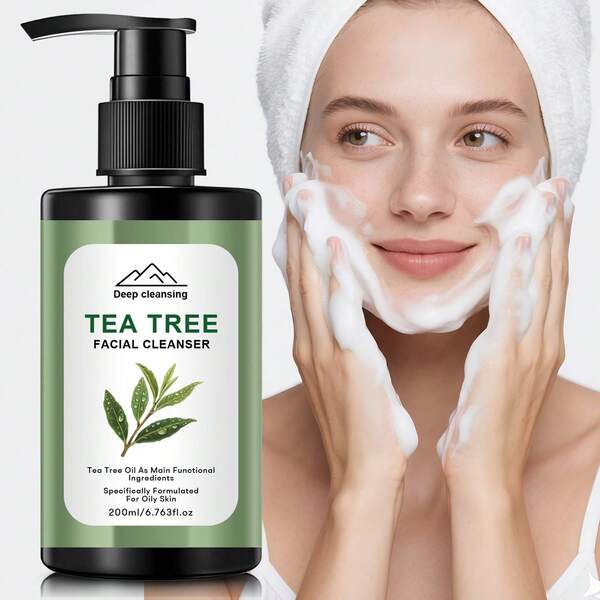 Tea Tree Facial Cleanser - Deep Cleansing Power For Oily & Sensitive Skin,Hydrates And Strengthens Skin's Barrier,Remove Excess Oil And Make The Skin Smooth - Suitable For All Skin Types