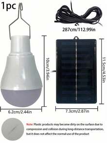 1pc-Solar Light Bulbs For Indoor Home And ChickenCoop, Outdoor Waterproof Camping Lamps For Tent, Rechargeable LED Solar Lights For Shed Night, Emergency Power Outage And Outside - White - View 6