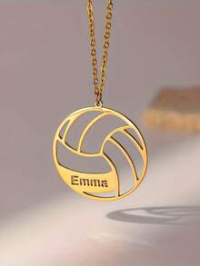 1件可定制排球镂空吊坠项链 - 不锈钢简约运动饰品，女士排球吊坠设计，经久耐用，休闲生日礼物，可定制姓名，女士饰品，定制项链，个性化礼物，送给家人的礼物，运动爱好者配饰，排球运动员胜利奖励，现代美学，精湛工艺，母亲节、斋月、情人节及其他特殊场合的完美礼物 - 彩色 - 查看 4