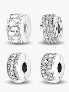 1件925纯银可爱心形串珠吊坠，适合DIY手链、女士珠宝和时尚配饰 - 銀色 - 查看 1