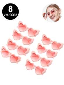 Bộ 10 chiếc/8 chiếc/1 chiếc kính hình trái tim phong cách cổ điển, kính mắt mèo hình trái tim thời trang, thích hợp làm quà tặng cho cô dâu, tiệc độc thân, đám cưới, tiệc cưới hỏi, phụ kiện thời trang (Có một vài vết xước nhỏ, vui lòng cân nhắc kỹ trước khi đặt hàng) - Hồng - Xem 3