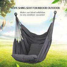 1pc Outdoor Single Hammock Chair, Solid Color Style Hanging Chair, Comes With 2 Ropes For Easy Carrying And Storage