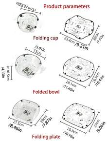 Juego plegable de tazón, taza y plato, para uso en exteriores, vajilla plegable portátil, adecuado para camping, reuniones familiares, viajes de negocios, que satisface fácilmente las necesidades de toda la familia