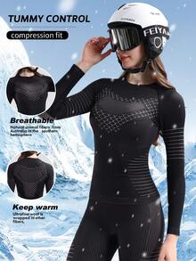 LUMA 女士无缝滑雪上衣，背部采用巧妙透气设计。无与伦比的透气性和舒适度，是单板滑雪的理想之选。您的冬季运动最佳伴侣。 - 黑色 - 查看 2