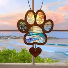 1pc 2D Flat Heartfelt Dog Memorial Suncatcher, Durable Waterproof Hanging Decor For Windows & Cars, Touching Pet Sympathy Gift To Memorialize Your Beloved Companion, Easy To Hang, Great For Pet Owners & Animal Lovers