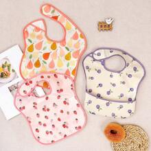 3PCS Waterproof Baby Bibs For Eating - Lightweight Baby Bib With Food Catcher, Mess Proof Toddler Bibs