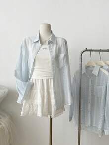 American Retro Unique Design Women Loose Casual Long Sleeve Sun Protection Shirt Jacket