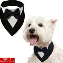 狗狗礼服、正式狗狗婚礼头巾、带领结的狗狗项圈、狗狗生日服装、可调节宠物派对礼服狗狗婚礼服装、狗狗情人节角色扮演服装（适合小型、中型、大型宠物） - 黑與白 - 查看 14