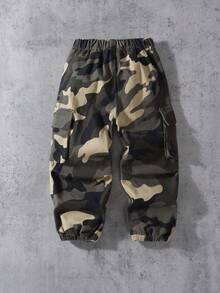 1条装幼儿男童休闲街头风格迷彩工装牛仔裤，秋冬新品