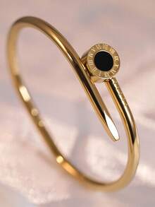 女士不锈钢镀18K金罗马幸运手链，情人节贴心礼物 - 手鐲16 - 查看 2