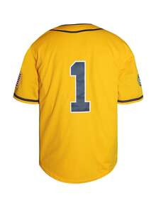 Men's #1 Yellow Baseball Jersey - Button-Up Short-Sleeve Fit, Letter & Number Embroidery, Contrast Binding Detailing, Suitable For Training - 1 Vàng - Xem 6