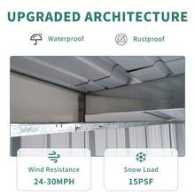 6x8FT Galvanized Steel Outdoor Storage Shed With Lockable Double Doors, Metal Lean To Shed With Free PC Light Board For Tools, Bikes & Patio Essentials (Without Floors)