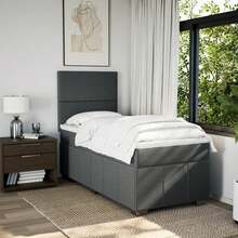 vidaXL Boxspringbett mit Matratze Dunkelgrau 80x200 cm Stoff - Grau - Übersicht 3