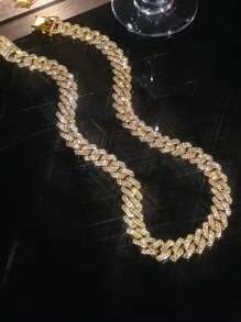 1 件镶钻菱形闪亮链项链，男女通用嘻哈百搭项链/手链，适合日常佩戴 - 菱形. - 查看 26