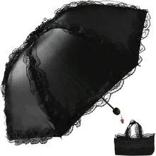Vintage Lace Parasol Gothic Lolita Umbrella UV Sun Protection Witch Cosplay Photoshoot Props Party Decoration Local Shipping - Black - View 4
