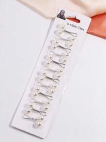 1 盒 12 件白色女士仿珍珠 U 形发夹，适用于围巾、头巾、头带、披肩、领夹和其他时尚配饰女士胸针