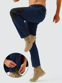 ZUTY 男士滑雪软壳单板滑雪裤，户外徒步保暖内衬拉链裤腿滑雪服 - 藏蓝色 - 查看 5