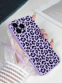 1 件紫色 TPU 豹纹防震手机壳和 1 件紫色硅胶腕带，适用于 Apple/配套手机壳/带挂绳的手机壳/趣味手机壳/Android 手机壳/手机壳/手机壳/OPPO 手机壳/Galaxy - 彩色 - 查看 2