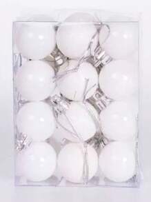 12入組2.4英吋/6公分藍色燈泡閃粉聖誕樹裝飾聖誕樹吊飾窗戶展示裝飾