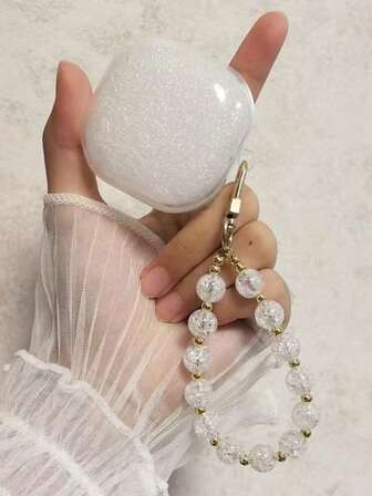 1 قطعة - علبة سماعات أذن شفافة مع سلسلة خرز واضحة