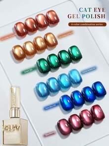 XEIJAYI Cat Eye Nail Polish Set 6 Colors 15ml Reflective Cat's Eye Magnetic Nail Gel Soaking UV LED Gel Salon Female Nail Art Tools Fashion Holographic Nail Art - 彩色 - 查看 3