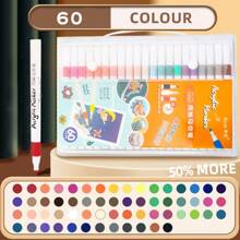 60 piezas/48 piezas/24 piezas/12 piezas Bolígrafos de marcador acrílico, dibujo sin empapar el papel, colección de arte, bolígrafo para grafiti de arte de bricolaje, juegos de bolígrafos de arte de acuarela de color, bolígrafo de color de alta capacidad impermeable, regalo exquisito para el estudiante, el regalo perfecto, bolígrafo de marcador, vuelta al colegio, útiles escolares