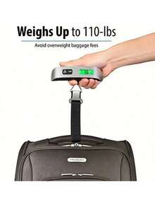 1pc Portable Digital Luggage Scale, Hanging Electronic Digital Travel Suitcase Luggage Scale, 50kg/110lb, Built-In Thermometer, Minimalist Design, Plastic Material, No Charging Required, With LCD Display, Suitable For Travel, Luggage And Baggage - Silver - View 3