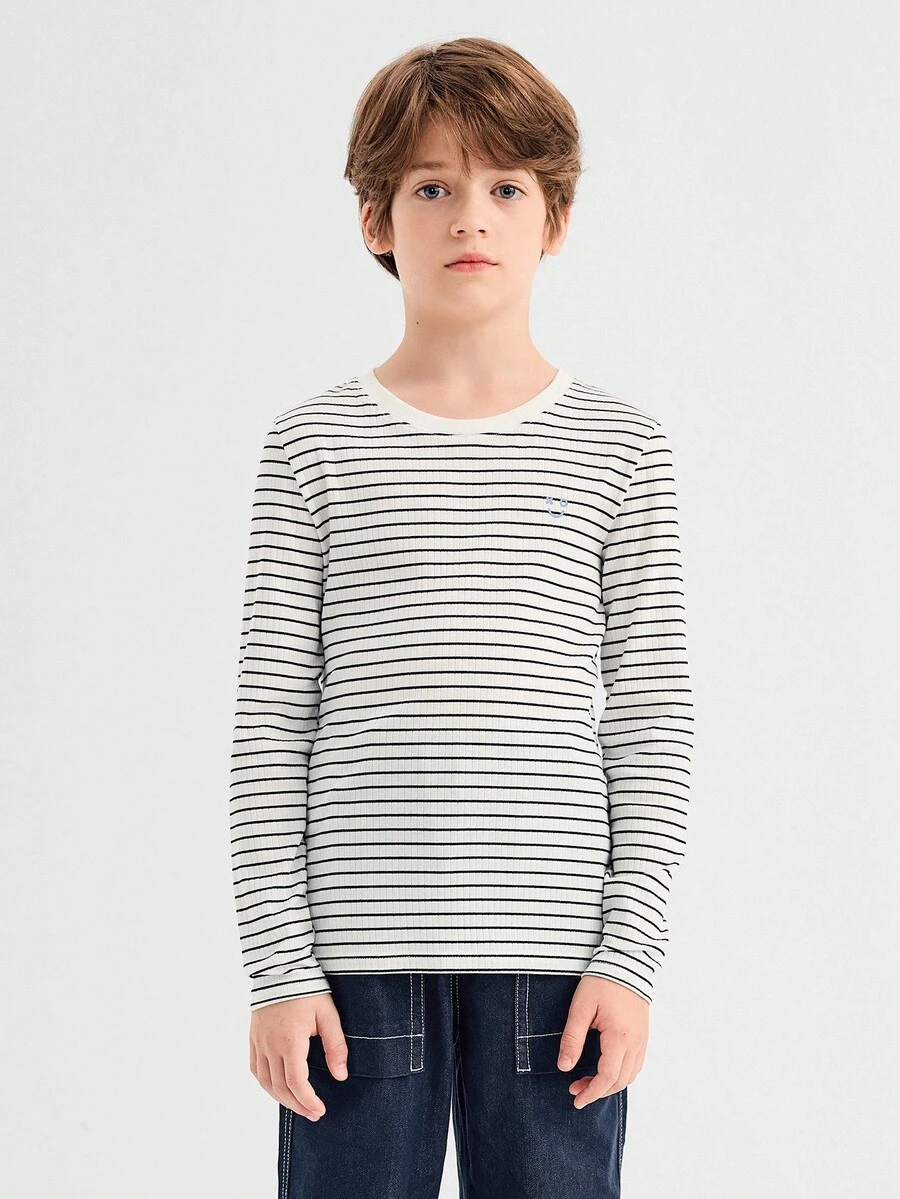 Balabala Koszulka termiczna z długim rękawem dla dzieci, 2025, nowość – bawełniana koszulka podkoszulkowa dla chłopców i dziewcząt - biały czarny odcień - Zobacz 1