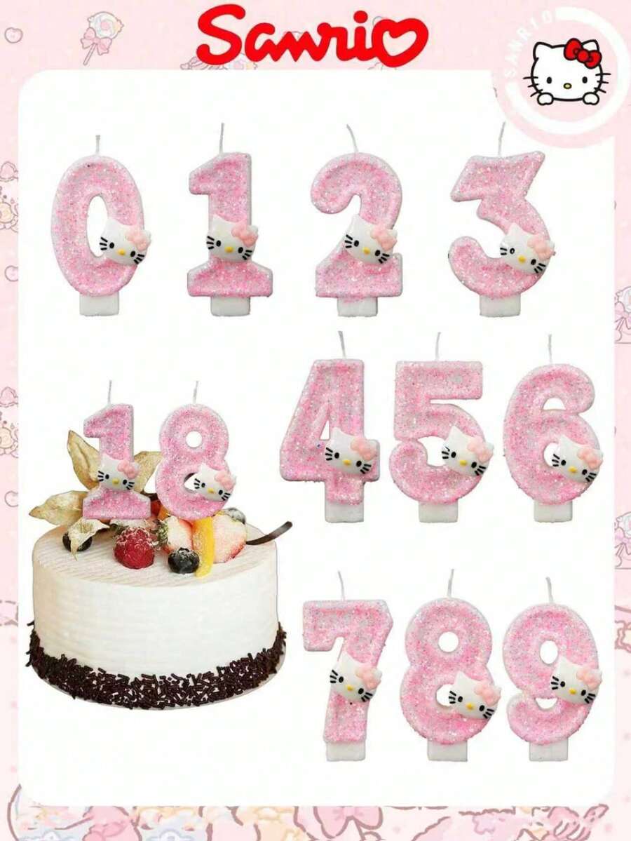 Sanrio شمعة عيد الميلاد بشخصية كرتونية من ساتريو قطعة واحدة، شمعة رقم هيلو كيتي، شمعة ديكور كيك ثلاثية الأبعاد أنيقة، شمعة ديكور كيك زهري أنثوي، شمعة عشاء مميزة وجميلة، شمعة ديكور كيك عيد الحب، هدية تخرج شمعة ديكور كيك