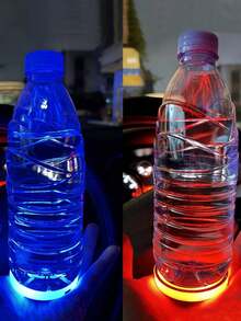 2pcs Car LED Luminous Cup Holder Pad, 7-Color Changing USB Charging Slip-Resistant Cup Mat, Car Atmosphere Light - White-gypsophila - View 9