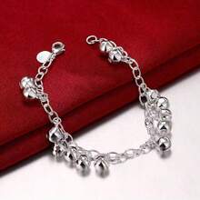 925 Sterling Silver Plated Moon Heart Lock Cross Bracelet For Men Woman Charm Wedding Party Fashion Jewelry - Silver - View 10