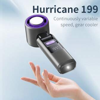 AOYI Small Turbo Fan Rechargeable, Portable Handheld Fan 1-199 Speed Adjustable, 4000mAh Battery Powered, With Ice Cooler, Summer Cooling Essentials, For Beach, Vacation, Office, Commute, Hiking, Camping, Backpacking, Picnic, Outdoor Sports