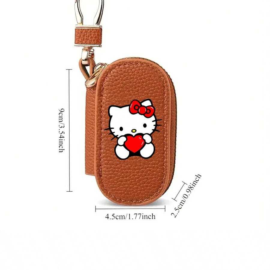 Sanrio 1 قطعة سانريو هالو كيتي سلسلة مفاتيح - حامل مفاتيح سيارة جميل، حامل مفاتيح متعدد الوظائف كبير وقابل للنقل مع كيس تخزين بسيط وصغير للاستخدام المنزلي والسفر