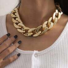 Punk Style Thick Cuban Link Chain Hip-Hop Choker Necklace For Women, In Various Colors, Thick And Chunky, Suitable For Hip-Hop And Punk Style Applications.