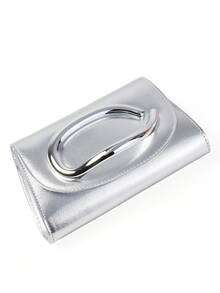 1 Stück silberne Palmen-Muster Damen Abendtasche, modisch und elegant, geeignet für Hochzeit/Party/Abschlussball/Bankett