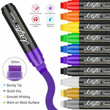 10 Colors Jumbo Markers - 15mm Extra Large Felt Tip Acrylic Paint Pens With 2 Metallic Colors, Vibrant & Long-Lasting Ink For Rock, Wood, Ceramic, Glass, Canvas, Eggs, Pumpkins, Posters - Multi-Surface Art Supplies For Crafts, DIY, Home Decor, Crafting Supplies, Versatile Drawing Tools, Bold Color Payoff