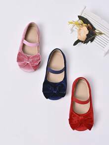1 Đôi giày Mary Jane đế bằng nhung ấm áp, dễ thương, nơ lớn, thích hợp cho các ngày lễ, Giáng sinh, đám cưới, váy thường ngày, trang phục hàng ngày - Đỏ - Xem 9