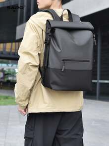 saroxi 男士背包，黑色休闲轻便背包，适合旅行、上学，大容量，男士礼物 - 灰色 - 查看 7