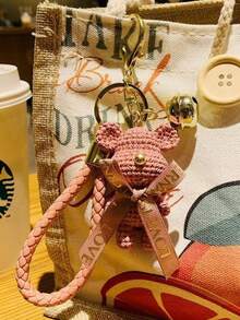 1 件/2 件/3 件/4 件卡通树脂泰迪熊钥匙扣带铃铛 3D 小雕像背包挂件卡通泰迪熊汽车钥匙扣吊坠礼物,创意可爱钥匙扣万圣节配饰教师节包挂绳带身份证夹汽车配饰包饰 - 毛線熊 - 查看 5